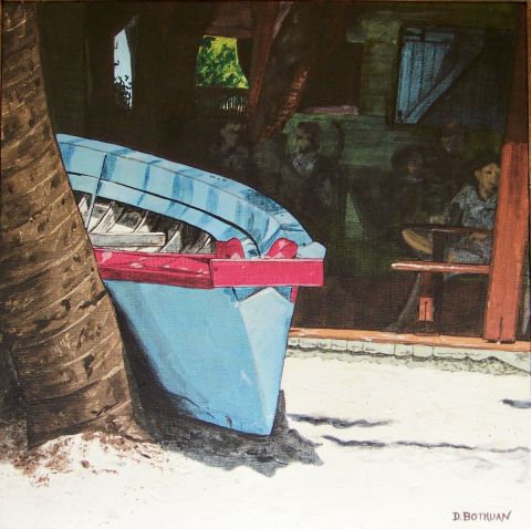 Barque bleue sur la plage